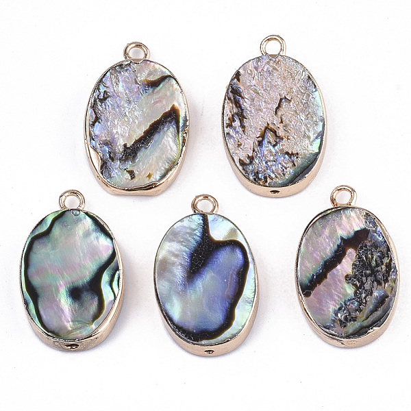 PandaHall Natural Paua Shell Pendants, with Edge Brass Golden Plated and Iron Loops, Half Drilled, Oval, 21x13x4.5mm, Hole: 1~1.8mm Paua...
PandaHall Natural Paua Shell Pendants, with Edge Brass Golden Plated and Iron Loops, Half Drilled, Oval, 21x13x4.5mm, Hole: 1~1.8mm Paua...