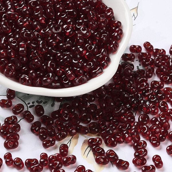 PandaHall Glass Seed Beads, Transparent Colours, Silver Lined, Peanut, Dark Red, 5~6x2.5~3x3~3.5mm, Hole: 1~1.2mm, about 5000pcs/pound Glass...
PandaHall Glass Seed Beads, Transparent Colours, Silver Lined, Peanut, Dark Red, 5~6x2.5~3x3~3.5mm, Hole: 1~1.2mm, about 5000pcs/pound Glass...