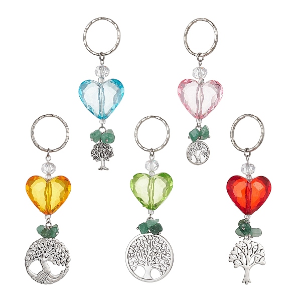PandaHall Tree of Life Alloy & Natural Green Aventurine Chips Pendant Keychain, with Acrylic Heart and Iron Split Key Rings, Mixed Color..., Multicolor
PandaHall Tree of Life Alloy & Natural Green Aventurine Chips Pendant Keychain, with Acrylic Heart and Iron Split Key Rings, Mixed Color..., Multicolor