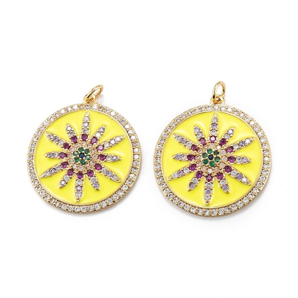 PandaHall Brass Micro Pave Colorful Cubic Zirconia Pendants, with Enamel and Jump Rings, Flat Round with Flower, Real 18K Gold Plated..., Yellow
PandaHall Brass Micro Pave Colorful Cubic Zirconia Pendants, with Enamel and Jump Rings, Flat Round with Flower, Real 18K Gold Plated..., Yellow