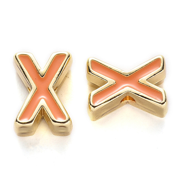 PandaHall Rack Plating Alloy Enamel Beads, Cadmium Free & Nickel Free & Lead Free, Light Gold, Dark Orange, Letter.X, X: 10x7.5x4.5mm, Hole...
PandaHall Rack Plating Alloy Enamel Beads, Cadmium Free & Nickel Free & Lead Free, Light Gold, Dark Orange, Letter.X, X: 10x7.5x4.5mm, Hole...