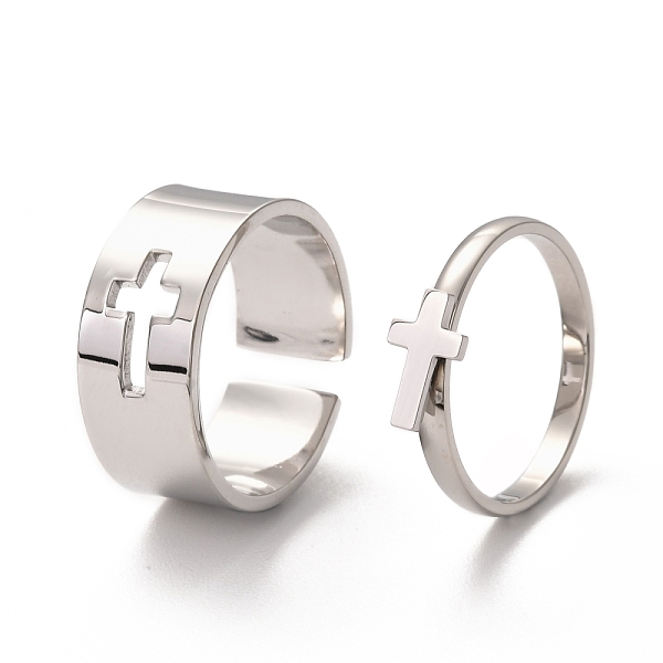 PandaHall 304 Stainless Steel Finger Rings Sets, Wide Band Cuff Rings and Finger Rings, Couple Rings for Valentine's Day, Cross, Stainless...
PandaHall 304 Stainless Steel Finger Rings Sets, Wide Band Cuff Rings and Finger Rings, Couple Rings for Valentine's Day, Cross, Stainless...