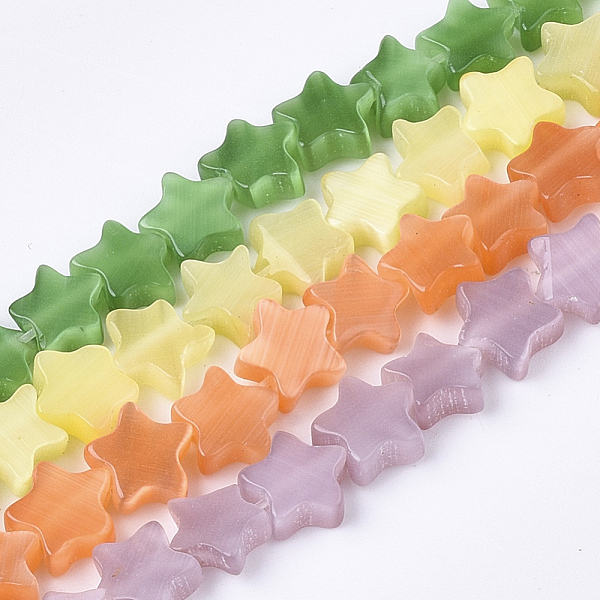 PandaHall Cat Eye Beads Strands, Star, Mixed Color, 5.5~6x6~6.5x2.5mm, Hole: 0.8mm, about 73~75pcs/strand, 14.9 inch Glass Star Multicolor
PandaHall Cat Eye Beads Strands, Star, Mixed Color, 5.5~6x6~6.5x2.5mm, Hole: 0.8mm, about 73~75pcs/strand, 14.9 inch Glass Star Multicolor