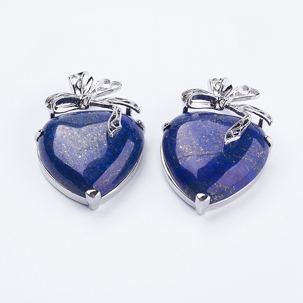 PandaHall Natural Lapis Lazuli Pendants, with Brass Findings, Heart, Platinum, 32x47.5x12mm, Hole: 4x5mm Lapis Lazuli Heart
PandaHall Natural Lapis Lazuli Pendants, with Brass Findings, Heart, Platinum, 32x47.5x12mm, Hole: 4x5mm Lapis Lazuli Heart