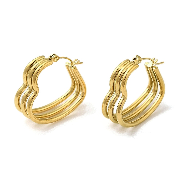 PandaHall 304 Stainless Steel Hoop Earrings for Women, Triple Heart, Golden, 25.5x9.5mm 304 Stainless Steel Heart
PandaHall 304 Stainless Steel Hoop Earrings for Women, Triple Heart, Golden, 25.5x9.5mm 304 Stainless Steel Heart