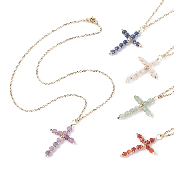 PandaHall Natural Mixed Gemstone Beaded Cross Pendant Necklace, Golden Stainless Steel for Women, Mixed Color, 17.52 inch(44.5cm) Mixed..., Multicolor
PandaHall Natural Mixed Gemstone Beaded Cross Pendant Necklace, Golden Stainless Steel for Women, Mixed Color, 17.52 inch(44.5cm) Mixed..., Multicolor