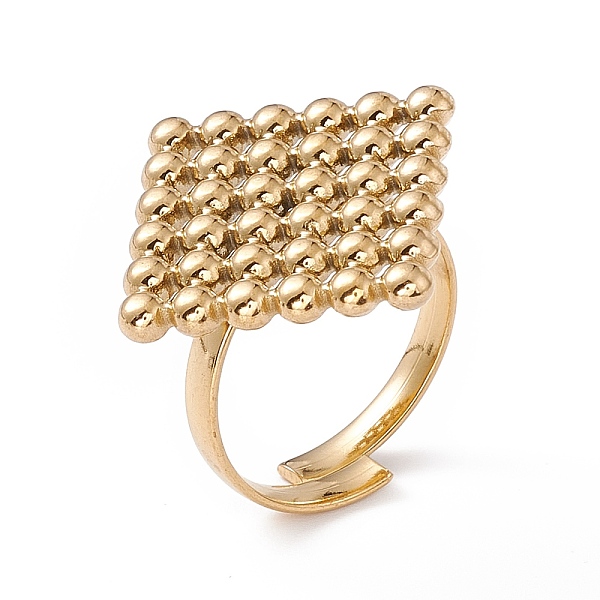 PandaHall Ion Plating(IP) 304 Stainless Steel Rhombus Adjustable Ring for Women, Golden, Inner Diameter: 17~19mm 304 Stainless Steel
PandaHall Ion Plating(IP) 304 Stainless Steel Rhombus Adjustable Ring for Women, Golden, Inner Diameter: 17~19mm 304 Stainless Steel