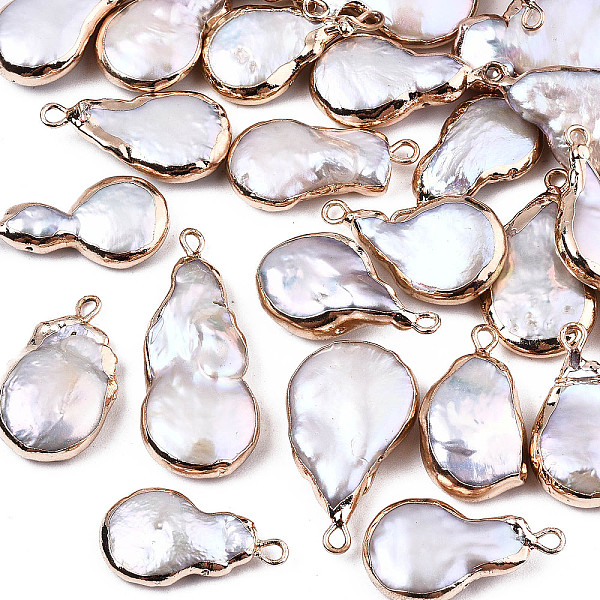 PandaHall Electroplate Natural Baroque Pearl Keshi Pearl Pendants, Cultured Freshwater Pearl, with Iron Findings, Flat Round, Golden...
PandaHall Electroplate Natural Baroque Pearl Keshi Pearl Pendants, Cultured Freshwater Pearl, with Iron Findings, Flat Round, Golden...