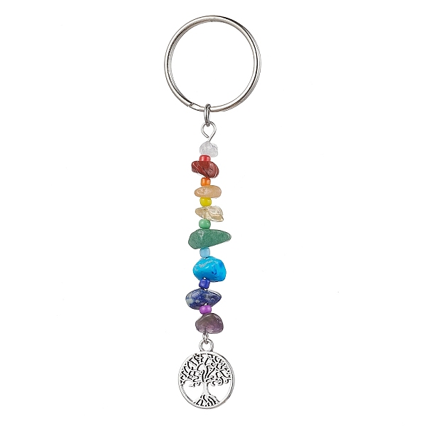 PandaHall Tree of Life Tibetan Style Alloy Pendant Keychains, with Natural Gemstone Chip Beads and Iron Split Key Rings, Flat Round, 10.3cm...
PandaHall Tree of Life Tibetan Style Alloy Pendant Keychains, with Natural Gemstone Chip Beads and Iron Split Key Rings, Flat Round, 10.3cm...