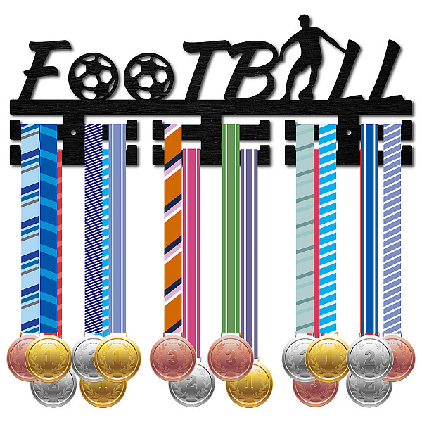 PandaHall Fashion Wood Medal Hanger Holder, 2 Line Display Wall Rack, with Screws & Anchor Plug, Football Pattern, 150x400x7mm, Hole: 5mm..., Black
PandaHall Fashion Wood Medal Hanger Holder, 2 Line Display Wall Rack, with Screws & Anchor Plug, Football Pattern, 150x400x7mm, Hole: 5mm..., Black