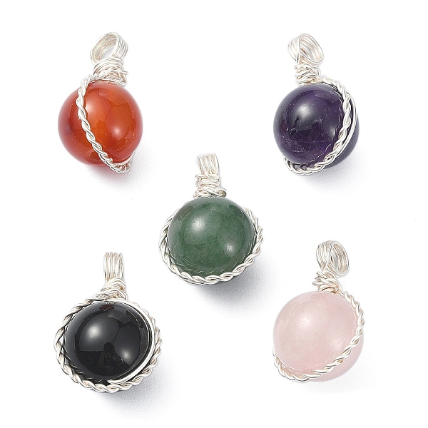 PandaHall Natural Mixed Stone Copper Wire Wrapped Pendants, Round Charms, 23x14.5x12mm, Hole: 4.2mm Mixed Stone Round
PandaHall Natural Mixed Stone Copper Wire Wrapped Pendants, Round Charms, 23x14.5x12mm, Hole: 4.2mm Mixed Stone Round