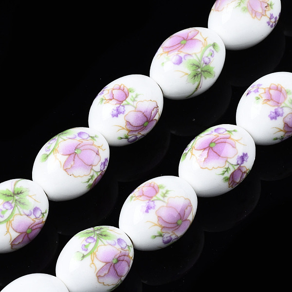 PandaHall Handmade Porcelain Ceramic Beads Strands, Flower Printed, Oval, Plum, 17x13mm, Hole: 2.5mm, about 18pcs/strand, 12 inches(30.5cm)..., Purple
PandaHall Handmade Porcelain Ceramic Beads Strands, Flower Printed, Oval, Plum, 17x13mm, Hole: 2.5mm, about 18pcs/strand, 12 inches(30.5cm)..., Purple