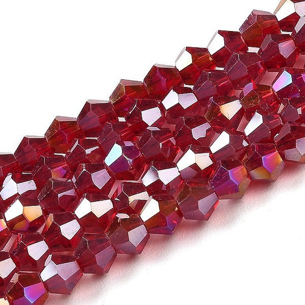 PandaHall Transparent Electroplate Glass Beads Strands, AB Color Plated, Faceted, Bicone, Dark Red, 4x4mm, Hole: 0.8mm, about...
PandaHall Transparent Electroplate Glass Beads Strands, AB Color Plated, Faceted, Bicone, Dark Red, 4x4mm, Hole: 0.8mm, about...