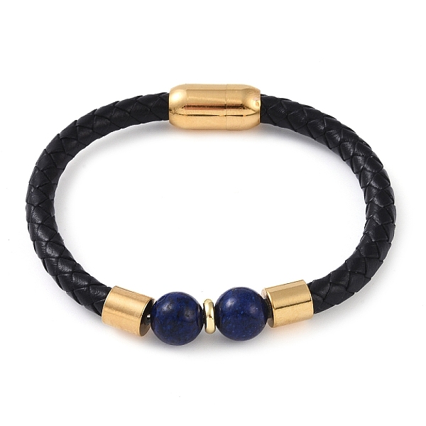 PandaHall 10.5mm Round Natural Lapis Lazuli Bead Bracelets, Braided Leather Cord Bracelets with Ion Plating(IP) Golden Color Tone 304..., Black
PandaHall 10.5mm Round Natural Lapis Lazuli Bead Bracelets, Braided Leather Cord Bracelets with Ion Plating(IP) Golden Color Tone 304..., Black