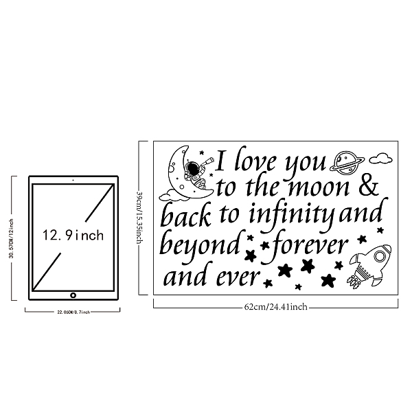 PandaHall PVC Wall Stickers, Rectangle with Word, for Home Living Room Bedroom Decoration, Space Theme Pattern, 390x620mm Plastic Spaceship
PandaHall PVC Wall Stickers, Rectangle with Word, for Home Living Room Bedroom Decoration, Space Theme Pattern, 390x620mm Plastic Spaceship