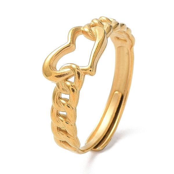 PandaHall Ion Plating(IP) 304 Stainless Steel Hollow Heart Adjustable Rings, Golden, Inner Diameter: 18.8mm 304 Stainless Steel Ring
PandaHall Ion Plating(IP) 304 Stainless Steel Hollow Heart Adjustable Rings, Golden, Inner Diameter: 18.8mm 304 Stainless Steel Ring