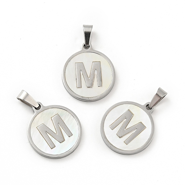 PandaHall 304 Stainless Steel with White Shell Pendants, Stainless Steel Color, Flat Round with Letter Charm, Letter.M, 18x16x1.5mm, Hole...
PandaHall 304 Stainless Steel with White Shell Pendants, Stainless Steel Color, Flat Round with Letter Charm, Letter.M, 18x16x1.5mm, Hole...