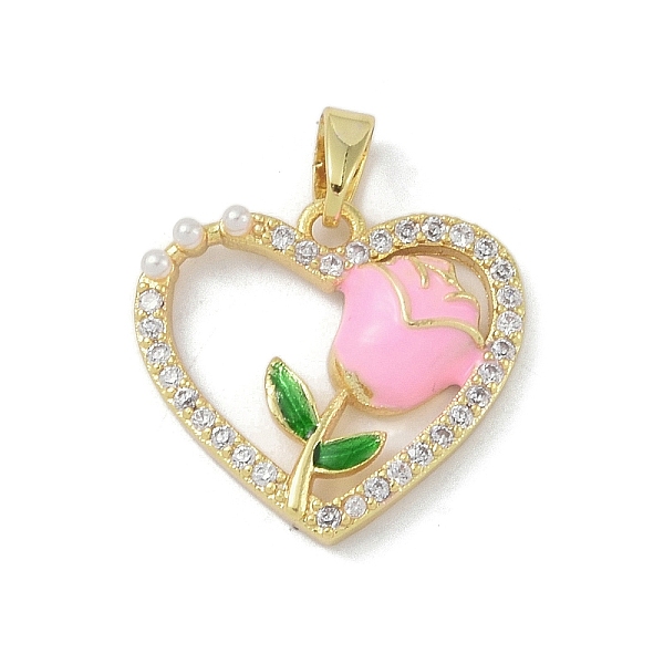 PandaHall Rack Plating Brass Pendant, with Enamel & Cubic Zirconia, Lead Free & Cadmium Free, Long-Lasting Plated, Heart & Flower, Pearl...
PandaHall Rack Plating Brass Pendant, with Enamel & Cubic Zirconia, Lead Free & Cadmium Free, Long-Lasting Plated, Heart & Flower, Pearl...