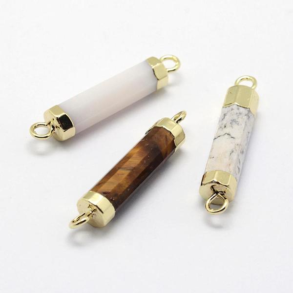 PandaHall Natural Gemstone Links connectors, with Brass Findings, Long-Lasting Plated, Column, Golden, 27~28x5~5.5mm, Hole: 2mm Mixed Stone...
PandaHall Natural Gemstone Links connectors, with Brass Findings, Long-Lasting Plated, Column, Golden, 27~28x5~5.5mm, Hole: 2mm Mixed Stone...