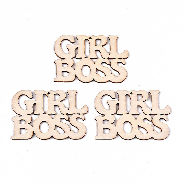 PandaHall Undyed Natural Wooden Pendants, Laser Cut Shapes, Word Girl Boss, Antique White, 42.5x63x2mm, Hole: 1.6mm Wood Word
PandaHall Undyed Natural Wooden Pendants, Laser Cut Shapes, Word Girl Boss, Antique White, 42.5x63x2mm, Hole: 1.6mm Wood Word