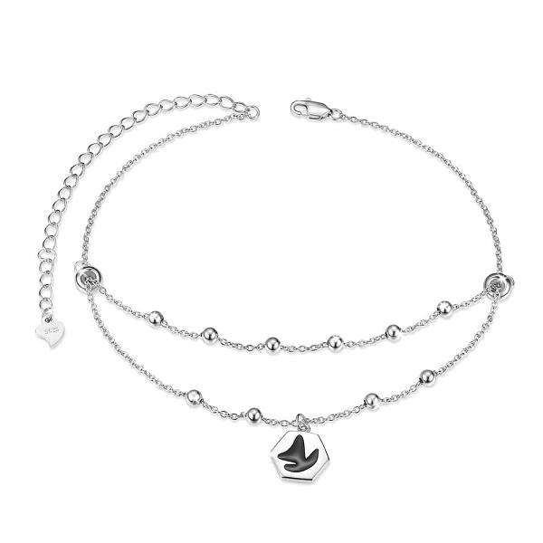 PandaHall SHEGRACE Rhodium Plated 925 Sterling Silver Charm Anklets, with Plastic, Cable Chains and Round Beads, Hexagon with Fishtail Shape..., Black
PandaHall SHEGRACE Rhodium Plated 925 Sterling Silver Charm Anklets, with Plastic, Cable Chains and Round Beads, Hexagon with Fishtail Shape..., Black