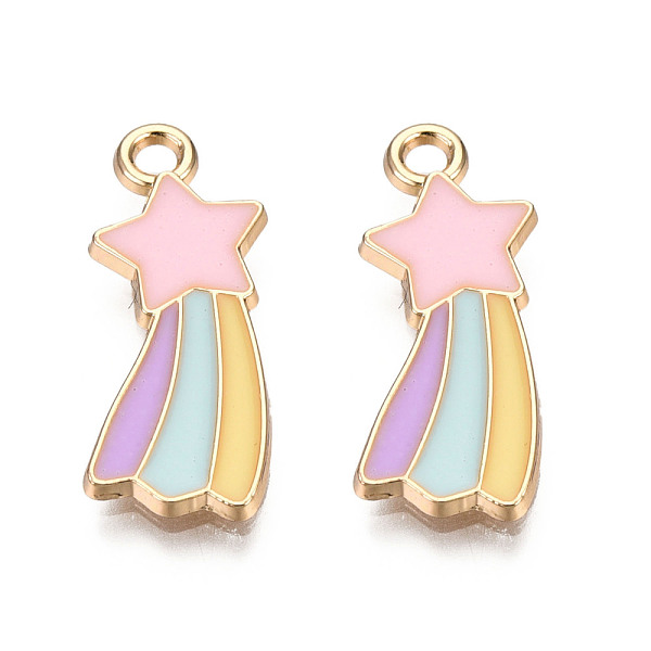 PandaHall Alloy Enamel Pendants, Light Gold, Shooting Star & Rainbow, Colorful, 23.5x9x2mm, Hole: 2mm Alloy+Enamel Rainbow
PandaHall Alloy Enamel Pendants, Light Gold, Shooting Star & Rainbow, Colorful, 23.5x9x2mm, Hole: 2mm Alloy+Enamel Rainbow