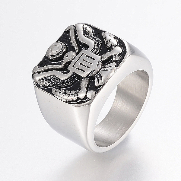 PandaHall 304 Stainless Steel Finger Rings, with Enamel, Wide Band Rings, Antique Silver, Mixed Size, 17~22mm 304 Stainless Steel Black
PandaHall 304 Stainless Steel Finger Rings, with Enamel, Wide Band Rings, Antique Silver, Mixed Size, 17~22mm 304 Stainless Steel Black