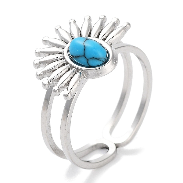 PandaHall Ion Plating(IP) 304 Stainless Steel Ring, Synthetic Turquoise Rings, Flower, 15.5x12.5mm, Inner Diameter: Adjustable Synthetic...
PandaHall Ion Plating(IP) 304 Stainless Steel Ring, Synthetic Turquoise Rings, Flower, 15.5x12.5mm, Inner Diameter: Adjustable Synthetic...