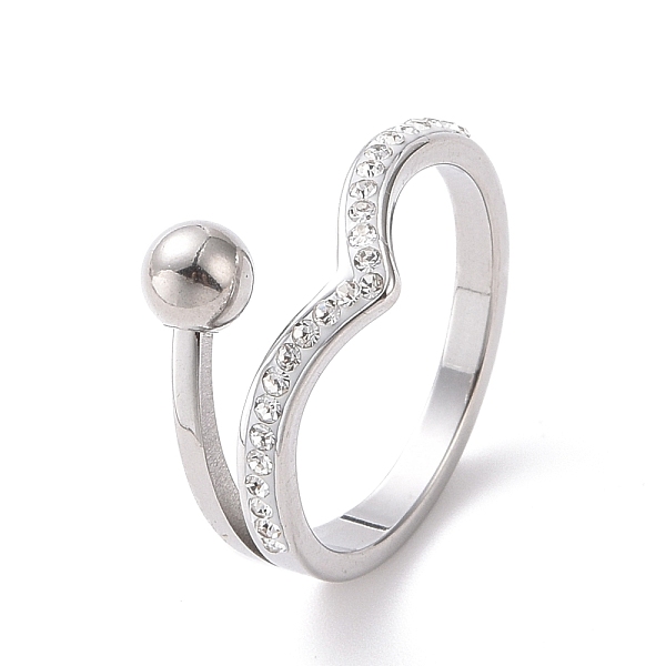 PandaHall Crystal Rhinestone Wave with Round Ball Finger Ring, 304 Stainless Steel Jewelry for Women, Stainless Steel Color, US Size 6~9..., Clear
PandaHall Crystal Rhinestone Wave with Round Ball Finger Ring, 304 Stainless Steel Jewelry for Women, Stainless Steel Color, US Size 6~9..., Clear
