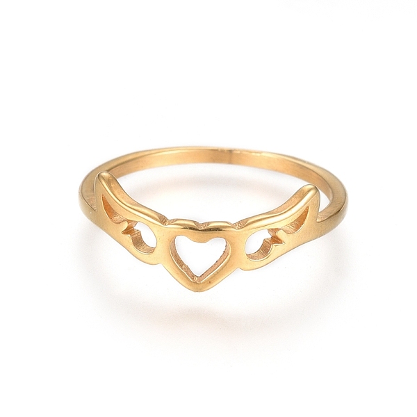 PandaHall Ion Plating(IP) 304 Stainless Steel Finger Rings, Heart with Wing, Golden, Size 5~8, 15~18mm 304 Stainless Steel
PandaHall Ion Plating(IP) 304 Stainless Steel Finger Rings, Heart with Wing, Golden, Size 5~8, 15~18mm 304 Stainless Steel