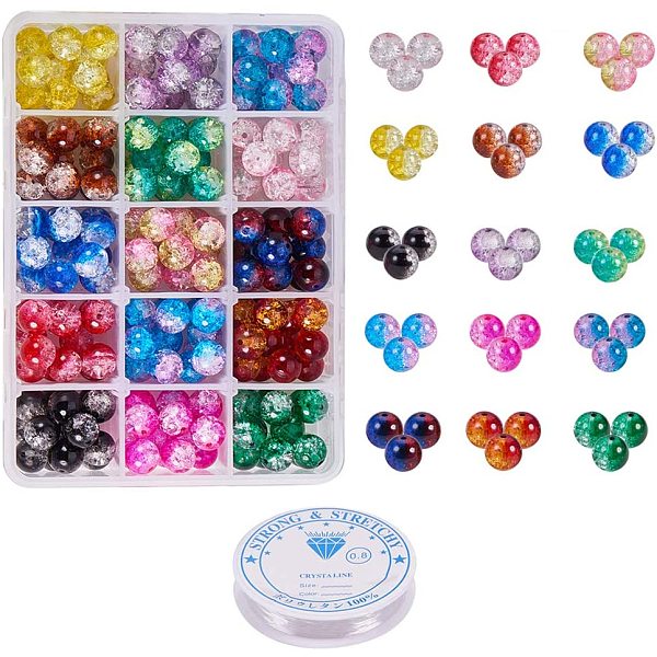 PandaHall Spray Painted Crackle Glass Beads, Round, with Crystal Thread, Mixed Color, 8mm, Hole: 1.3~1.6mm, about 26~32pcs/color, about..., Multicolor
PandaHall Spray Painted Crackle Glass Beads, Round, with Crystal Thread, Mixed Color, 8mm, Hole: 1.3~1.6mm, about 26~32pcs/color, about..., Multicolor