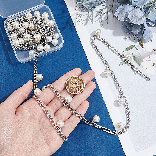 PandaHall PH 6.5 Feet Jewelry Chains with Pearls 304 Stainless Steel Cuban Link Chain Twist Curb Chain with 10mm Pearls 5mm Beading Cable...
PandaHall PH 6.5 Feet Jewelry Chains with Pearls 304 Stainless Steel Cuban Link Chain Twist Curb Chain with 10mm Pearls 5mm Beading Cable...