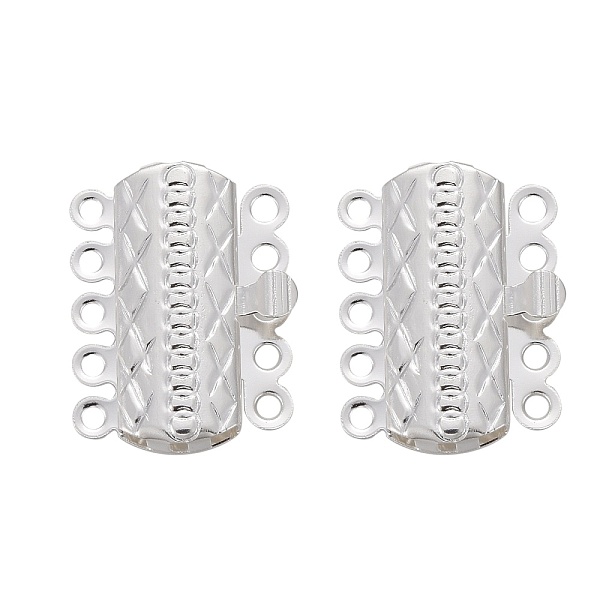 PandaHall 304 Stainless Steel Box Clasps, Multi-Strand Clasps, 5-Strands, 10-Holes, Rectangle with Flower, Silver Color Plated, 19.5x15x3mm...
PandaHall 304 Stainless Steel Box Clasps, Multi-Strand Clasps, 5-Strands, 10-Holes, Rectangle with Flower, Silver Color Plated, 19.5x15x3mm...