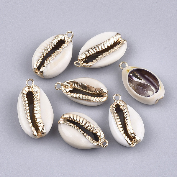 PandaHall Electroplate Cowrie Shell Pendants, with Iron Findings, Light Gold, 23~26x12~15x7~8mm, Hole: 1.8mm Cowrie Shell Shell Shape
PandaHall Electroplate Cowrie Shell Pendants, with Iron Findings, Light Gold, 23~26x12~15x7~8mm, Hole: 1.8mm Cowrie Shell Shell Shape
