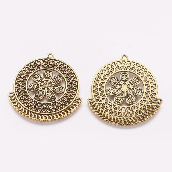 PandaHall Alloy Chandelier Components Links, Flat Round with Flower, Antique Golden, 50.5x48x2~3mm, Hole: 1mm Alloy Flat Round
PandaHall Alloy Chandelier Components Links, Flat Round with Flower, Antique Golden, 50.5x48x2~3mm, Hole: 1mm Alloy Flat Round