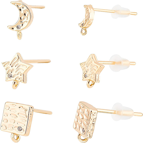 PandaHall BENECREAT 18Pcs 3 Style Brass Cubic Zirconia Stud Earring Findings with Loop, with 40Pcs Plastic Ear Nuts, Moon & Star & Square..., Clear
PandaHall BENECREAT 18Pcs 3 Style Brass Cubic Zirconia Stud Earring Findings with Loop, with 40Pcs Plastic Ear Nuts, Moon & Star & Square..., Clear
