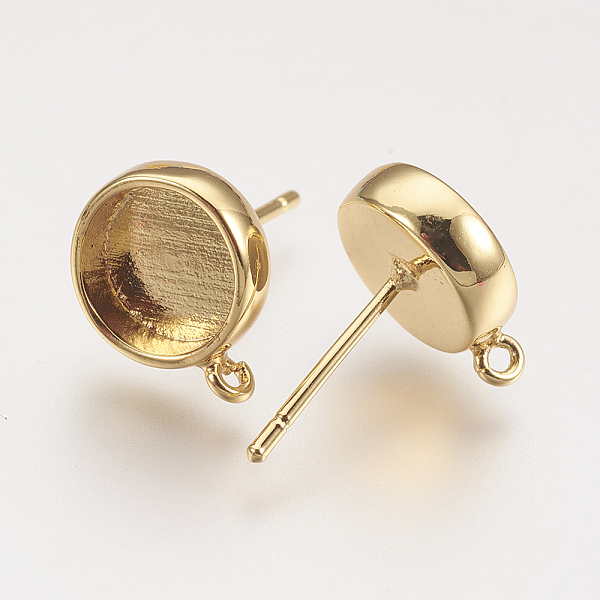 PandaHall Brass Ear Stud Findings, with Loop, Flat Round, Golden, Tray: 8mm, 15x10mm, Hole: 1mm, Pin: 0.7mm Brass Flat Round
PandaHall Brass Ear Stud Findings, with Loop, Flat Round, Golden, Tray: 8mm, 15x10mm, Hole: 1mm, Pin: 0.7mm Brass Flat Round