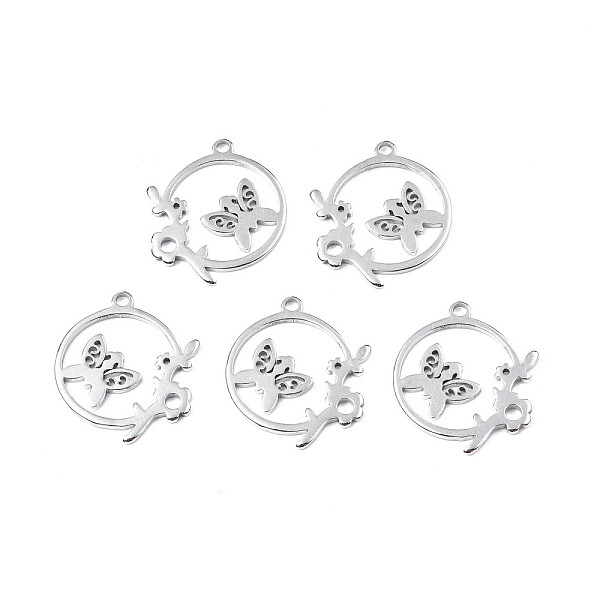 PandaHall 201 Stainless Steel Connector Charms, Laser Cut, Ring with Butterfly and Leaf, Stainless Steel Color, 25x21.5x1.5mm, Hole: 2mm 201...
PandaHall 201 Stainless Steel Connector Charms, Laser Cut, Ring with Butterfly and Leaf, Stainless Steel Color, 25x21.5x1.5mm, Hole: 2mm 201...