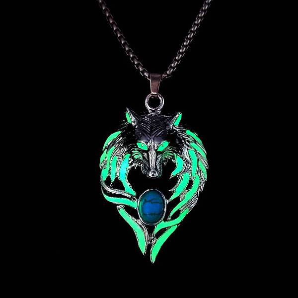 PandaHall Luminous Glow In The Dark Enamel Wolf Pendant Necklace with Synthetic Turquoise Beaded, Alloy Jewelry, Green, 27.56 inch(70cm)...
PandaHall Luminous Glow In The Dark Enamel Wolf Pendant Necklace with Synthetic Turquoise Beaded, Alloy Jewelry, Green, 27.56 inch(70cm)...