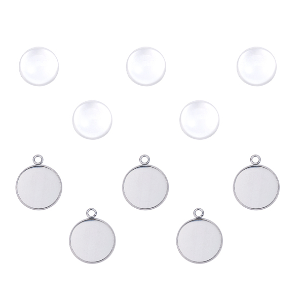 PandaHall DIY Pendants Making, with 304 Stainless Steel Pendant and Clear Half Round Glass Cabochons, Flat Round, Stainless Steel Color...
PandaHall DIY Pendants Making, with 304 Stainless Steel Pendant and Clear Half Round Glass Cabochons, Flat Round, Stainless Steel Color...