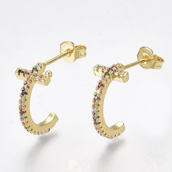 PandaHall Brass Micro Pave Cubic Zirconia(Random Mixed Color) Stud Earrings, Half Hoop Earrings, with Ear Nuts, Golden, 15.5x7.5mm, Pin...
PandaHall Brass Micro Pave Cubic Zirconia(Random Mixed Color) Stud Earrings, Half Hoop Earrings, with Ear Nuts, Golden, 15.5x7.5mm, Pin...
