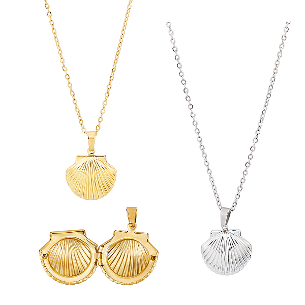 PandaHall FIBLOOM 2Pcs 2 Colors Titanium Steel Shell Shape Locket Pendant Necklaces Set, Photo Holder Locket Necklaces, Golden & Stainless...
PandaHall FIBLOOM 2Pcs 2 Colors Titanium Steel Shell Shape Locket Pendant Necklaces Set, Photo Holder Locket Necklaces, Golden & Stainless...