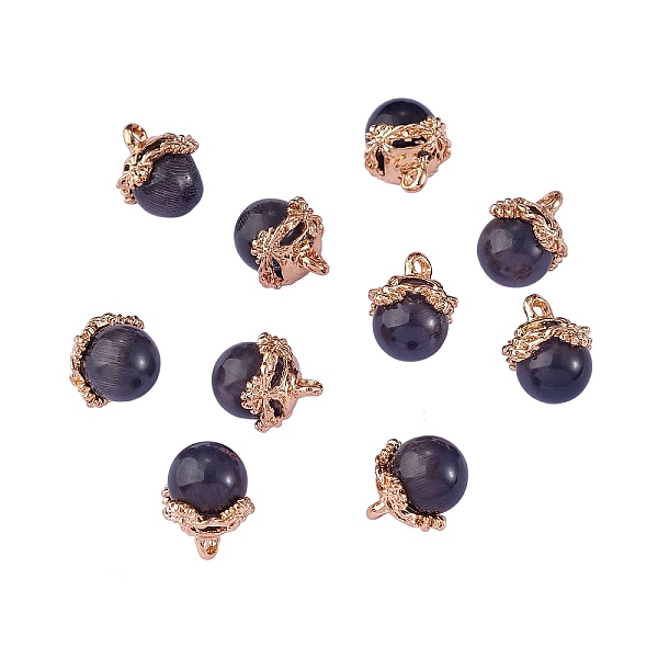 PandaHall Cat Eye Charms, with Golden Tone Brass Findings, Round Charm, Black, 10mm Brass+Cat Eye Round Black
PandaHall Cat Eye Charms, with Golden Tone Brass Findings, Round Charm, Black, 10mm Brass+Cat Eye Round Black