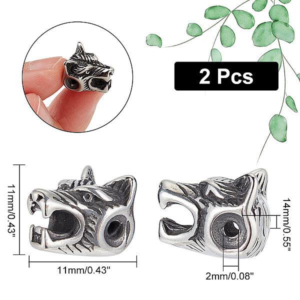 PandaHall UNICRAFTABLE 2pcs 304 Stainless Steel Beads Antique Silver Wolf Head Charms Beads 2mm Hole Animal Head Connector Spacer Beads...
PandaHall UNICRAFTABLE 2pcs 304 Stainless Steel Beads Antique Silver Wolf Head Charms Beads 2mm Hole Animal Head Connector Spacer Beads...