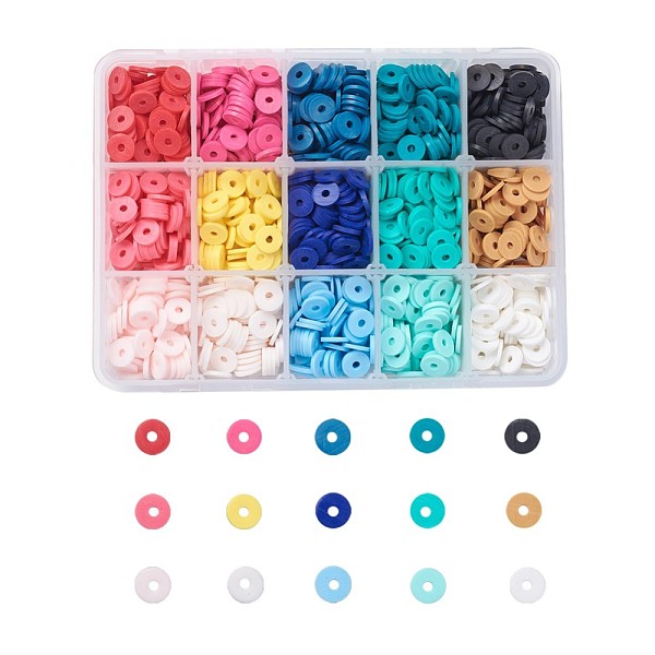 PandaHall 15 Colors Handmade Polymer Clay Beads, Disc/Flat Round, Heishi Beads, Mixed Color, 8x0.5~1mm, Hole: 2mm, 15colors, about..., Multicolor
PandaHall 15 Colors Handmade Polymer Clay Beads, Disc/Flat Round, Heishi Beads, Mixed Color, 8x0.5~1mm, Hole: 2mm, 15colors, about..., Multicolor