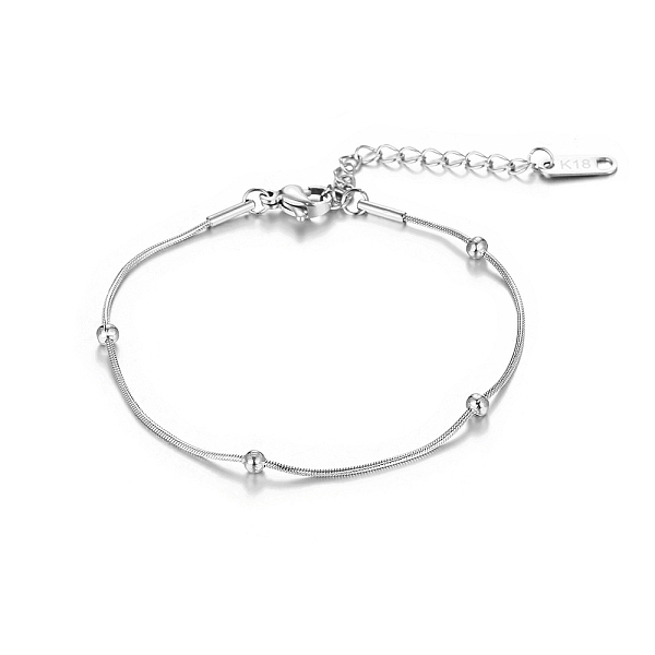 PandaHall Titanium Steel Beaded Snake Chain Bracelets for Women, Stainless Steel Color Titanium Steel
PandaHall Titanium Steel Beaded Snake Chain Bracelets for Women, Stainless Steel Color Titanium Steel