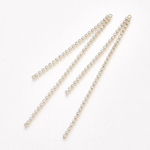 PandaHall Brass Chain Tassel Big Pendants, with Cubic Zirconia, Clear, Real 18K Gold Plated, 105x4x2mm, Hole: 1.5mm Brass Clear
PandaHall Brass Chain Tassel Big Pendants, with Cubic Zirconia, Clear, Real 18K Gold Plated, 105x4x2mm, Hole: 1.5mm Brass Clear