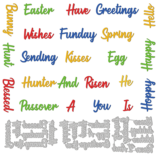 PandaHall GLOBLELAND Easter Text Cutting Dies Easter Day Carbon Steel Die Cuts for DIY Crafting Embossing Stencil Template for Card Making...
PandaHall GLOBLELAND Easter Text Cutting Dies Easter Day Carbon Steel Die Cuts for DIY Crafting Embossing Stencil Template for Card Making...