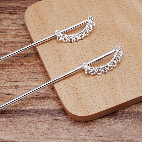 PandaHall Alloy Hair Stick Findings, with Iron Pins and Loops, D Shape, Silver, Pin Size: 120x2.5mm Alloy
PandaHall Alloy Hair Stick Findings, with Iron Pins and Loops, D Shape, Silver, Pin Size: 120x2.5mm Alloy