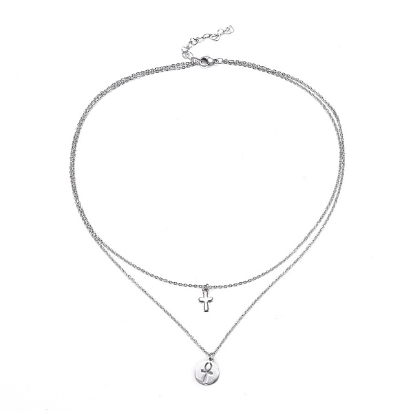 PandaHall 304 Stainless Steel Tiered Necklaces, with Cable Chains and Lobster Claw Clasps, Flat Round with Ankh Cross and Cross, Stainless...
PandaHall 304 Stainless Steel Tiered Necklaces, with Cable Chains and Lobster Claw Clasps, Flat Round with Ankh Cross and Cross, Stainless...